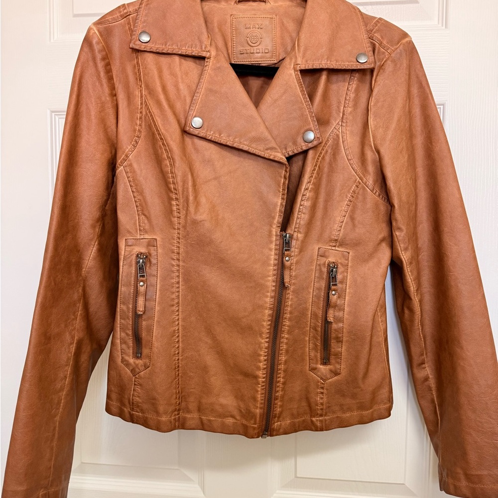 Max Studio Brown Faux Leather Jacket